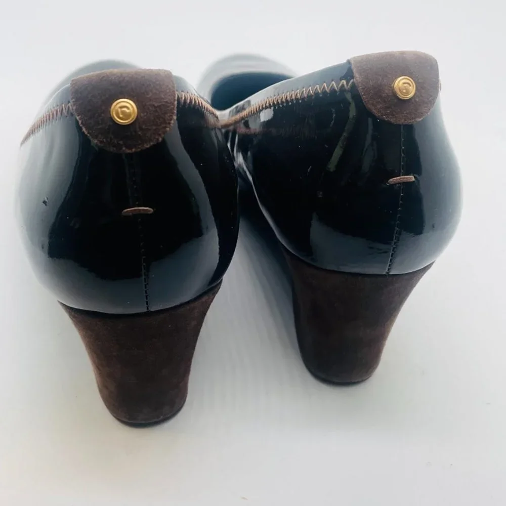 Rockport adiPRENE Brown Patent Leather & Suede Wedge Pumps Women’s 5.5